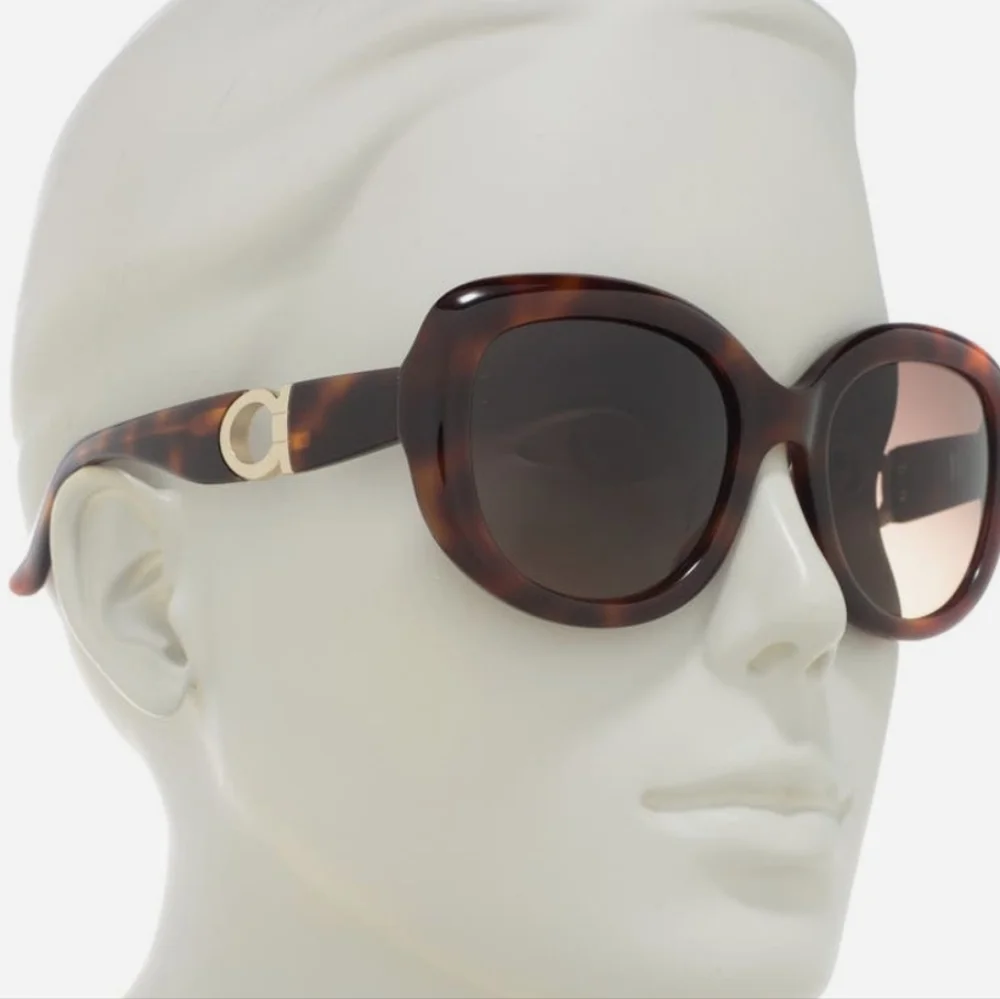 FERRAGAMO 53mm Oversized Sunglasses Havana Brown Tortoise Shell - Picture 1 of 9